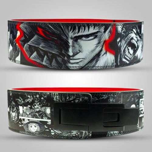 Berserk weightlifting lever belt with custom anime design and premium leather.