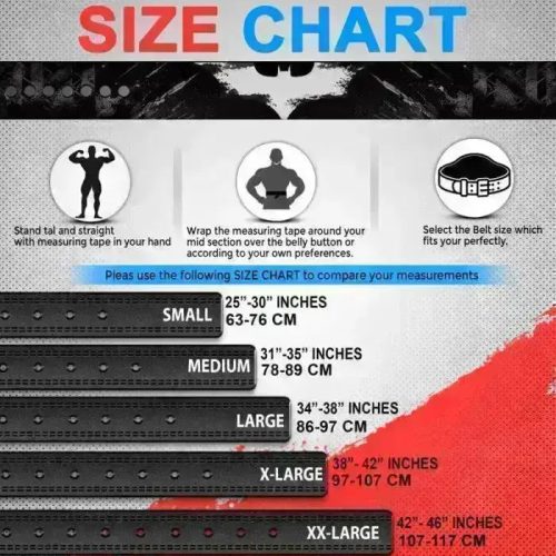 Custom Weightlifting belt Size chart