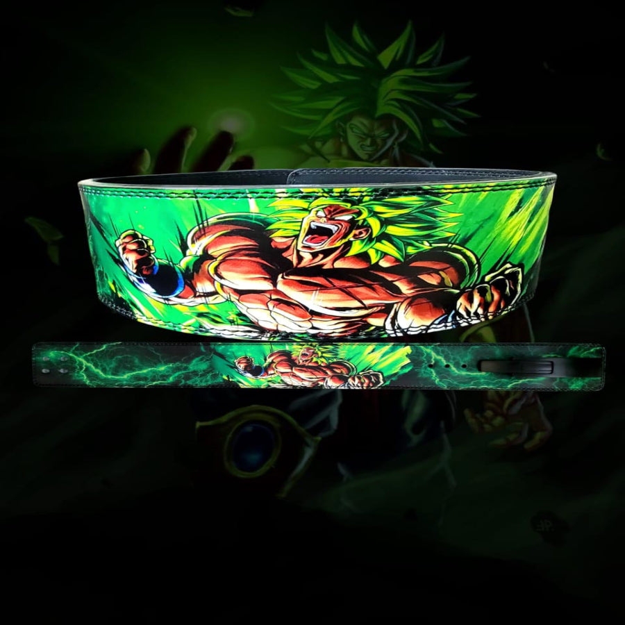 Anime-inspired gym belt modeled after Broly from Dragon Ball
