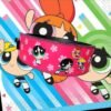 Leather weightlifting belt featuring Powerpuff Girls design for gym use
