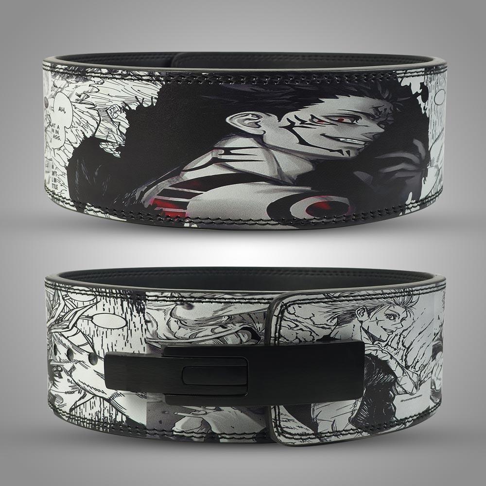 King of Curses Sukuna Lifting Belt front view with curse mark design