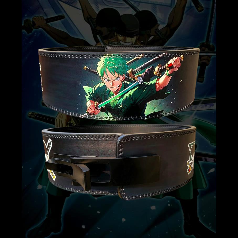One Piece Zoro weight lifting belt with premium leather and lever buckle