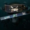 Full view of Roronoa Zoro themed powerlifting belt showing detailed artwork and stitching
