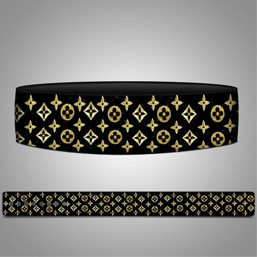 Designer-inspired LV weightlifting belt made from premium leather for gym and powerlifting use.