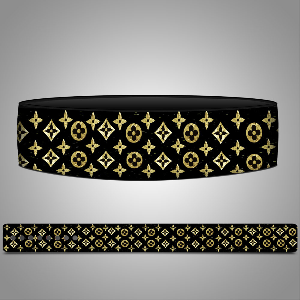Designer-inspired LV weightlifting belt made from premium leather for gym and powerlifting use.