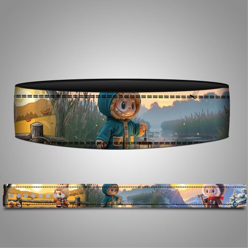Labubu leather weightlifting belt with custom artwork and durable lever buckle design.