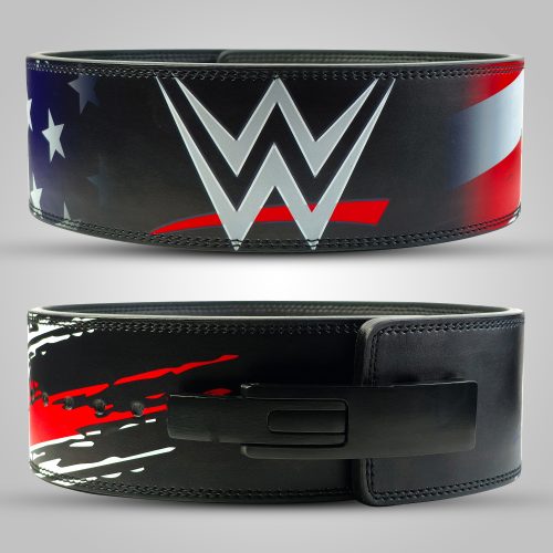 WWE weightlifting belt with lever buckle and double stitching in high quality leather