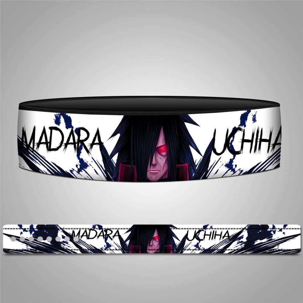 Powerlifting lever belt featuring Madara Uchiha artwork for strength and support.