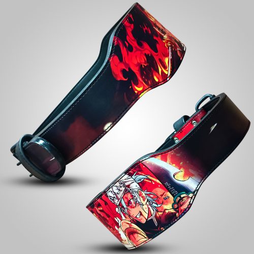 Rengoku Flame Anime Weightlifting Belt – leather powerlifting gym support