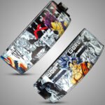 Side view of Goku and Vegeta lifting belt with thick leather support for powerlifting Worn during training alt text