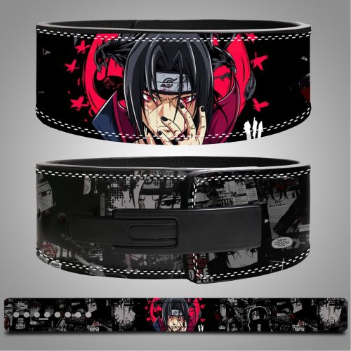 Itachi uchiha Leather weightlifting belt featuring Itachi Uchiha artwork from Naruto series.