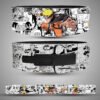 Naruto-themed leather weightlifting belt featuring Kurama Mode Naruto with black-and-white manga panels in the background.