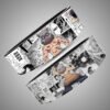 Demon Slayer Inosuke anime gym belt. Black and white manga panels with "Explosive Awakening" text. Heavy-duty black lever buckle belt.