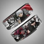 Back view of Tokyo Ghoul themed lifting belt with full manga panel artwork and black lever buckle