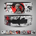 Ryomen Sukuna themed weightlifting belt with red circle backdrop and manga artwork