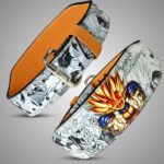 Double prong steel buckle on Vegeta 4 inch leather weightlifting belt