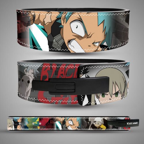 Star leather weightlifting belt with lever buckle