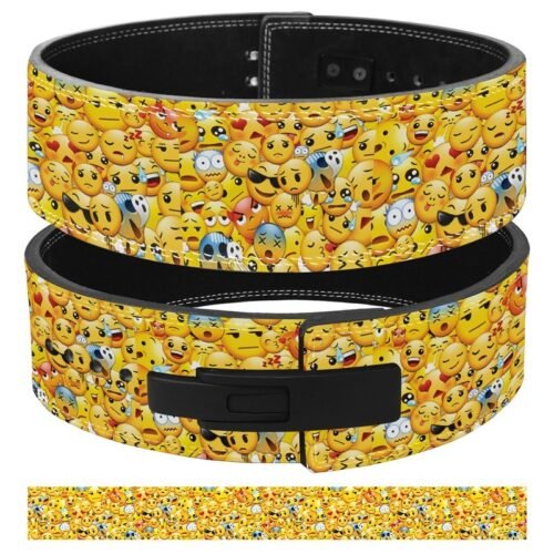 Custom emoji print weightlifting belt with lever buckle for powerlifting