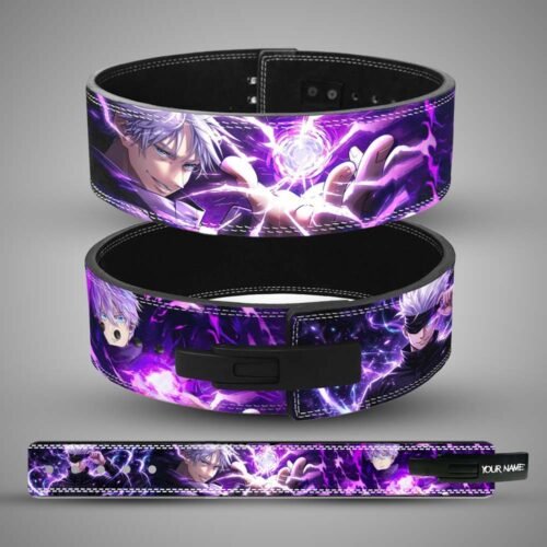 Gojo anime weightlifting lever belt with purple aura