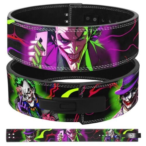Joker anime weightlifting lever belt with purple and green artwork
