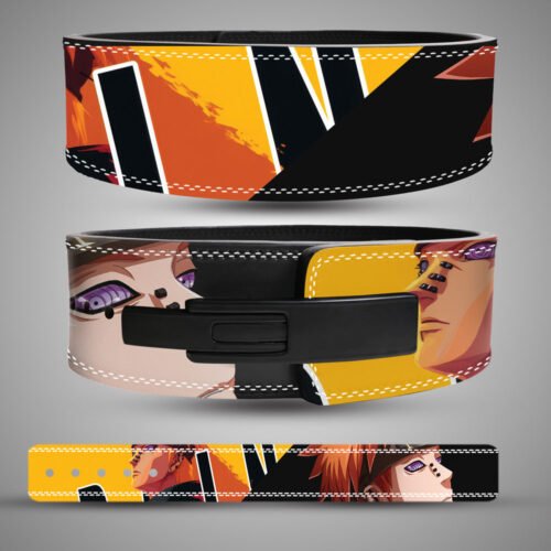 Pain anime weightlifting lever belt with Rinnegan artwork
