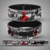 Custom Spider-Man comic leather weightlifting belt with black lever buckle