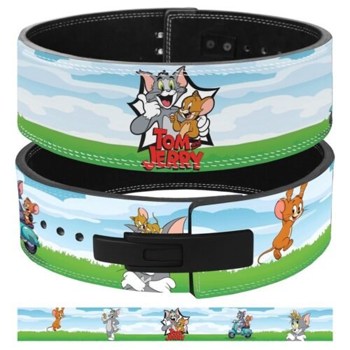 Tom and Jerry custom weightlifting belt with lever buckle