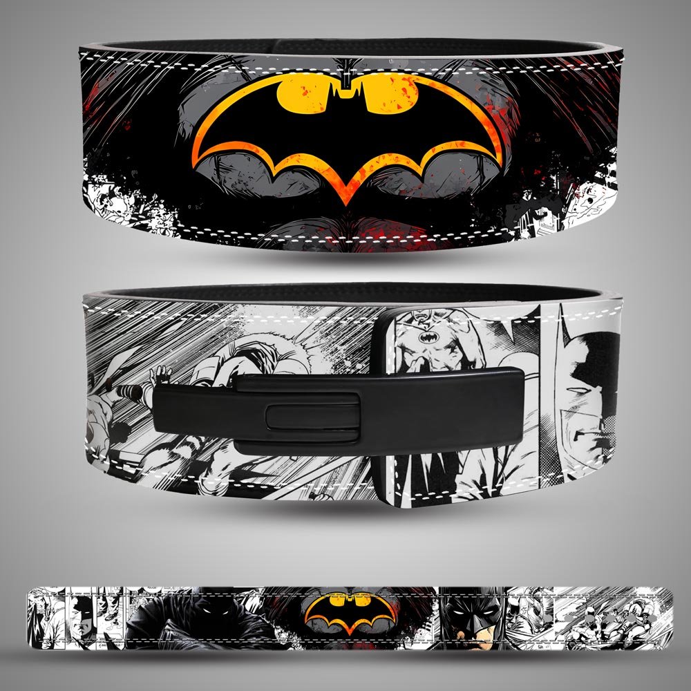 Premium split leather Batman comic weightlifting lever belt for powerlifting
