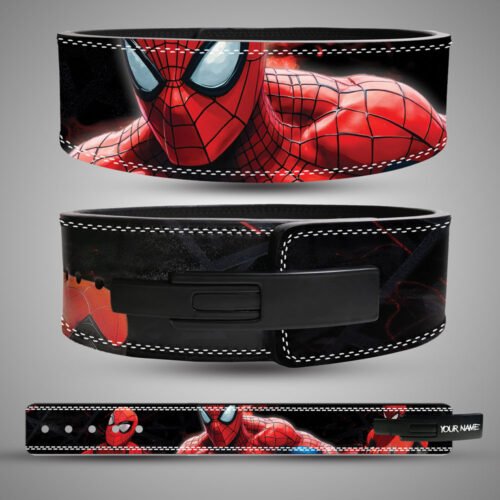 Custom split leather 13mm Web Slinger superhero weightlifting lever belt.