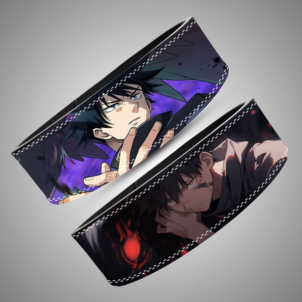 Megumi Fushiguro Shadow Technique Weightlifting Lever Belt with dark anime artwork.