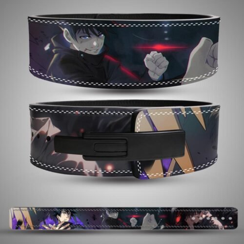 Megumi Fushiguro Shadow Technique Weightlifting Lever Belt with dark anime artwork.